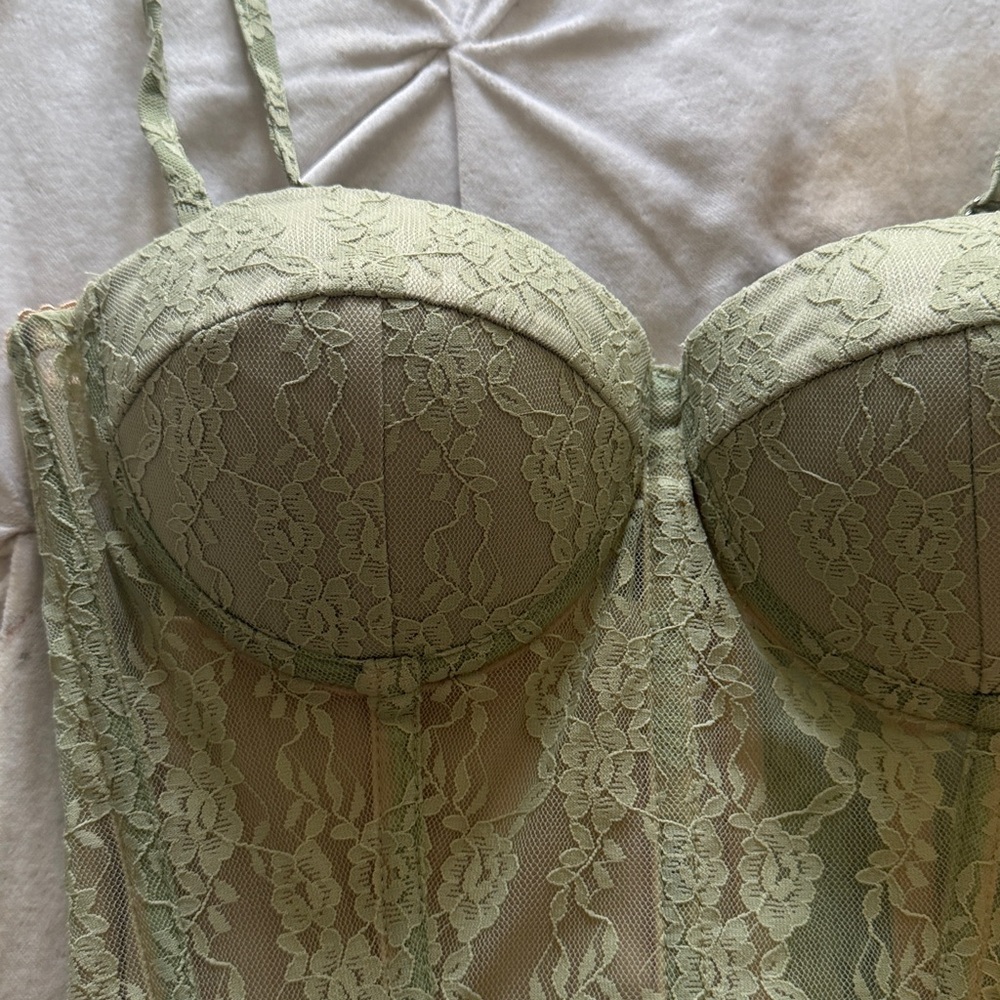 Perfect Corset Lace Bodysuit in Moss - Picture 12 of 13